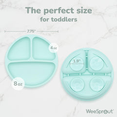 WeeSprout suction plates with lids storing leftovers securely