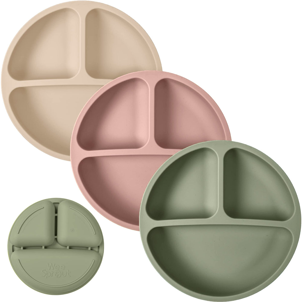 WeeSprout three-pack silicone plates are durable and ideal for self-feeding.