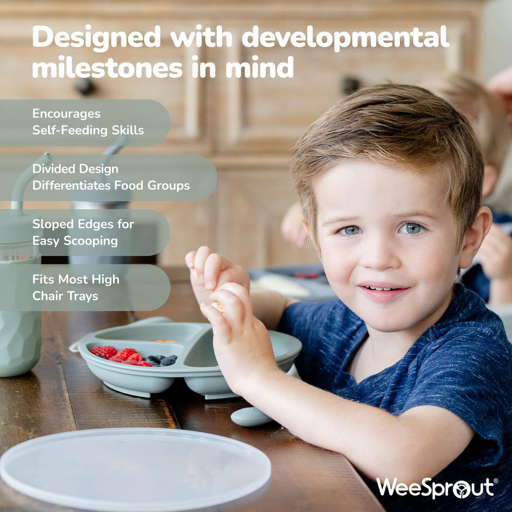 WeeSprout unbreakable silicone plate endures drops without cracks.