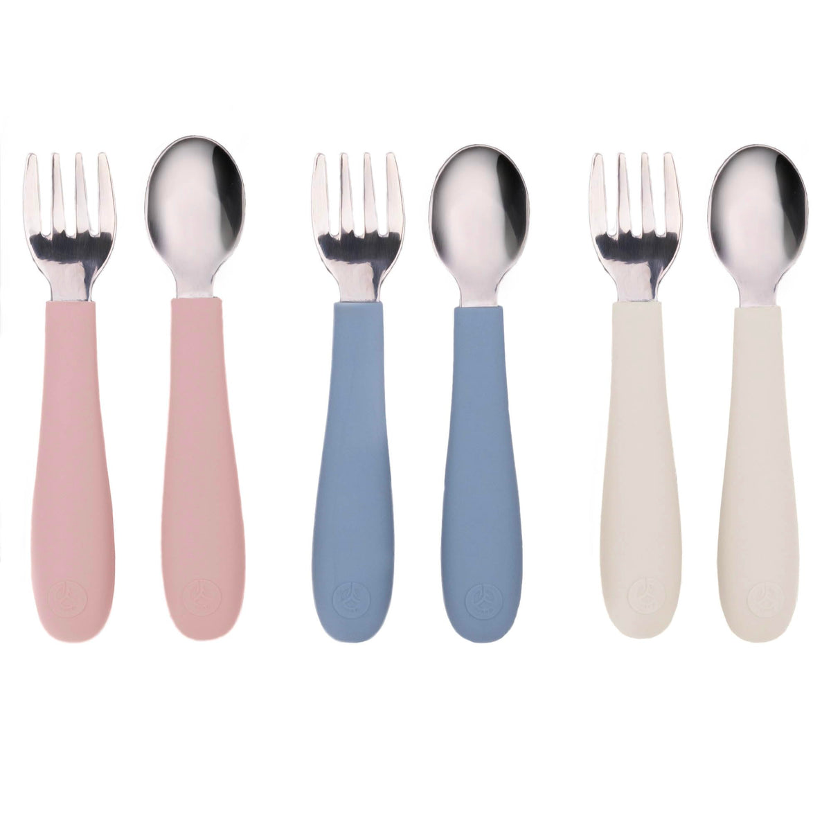 WeeSprout toddler utensils with 3 forks and 3 spoons for independent eating.