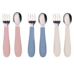 WeeSprout toddler utensils with 3 forks and 3 spoons for independent eating.