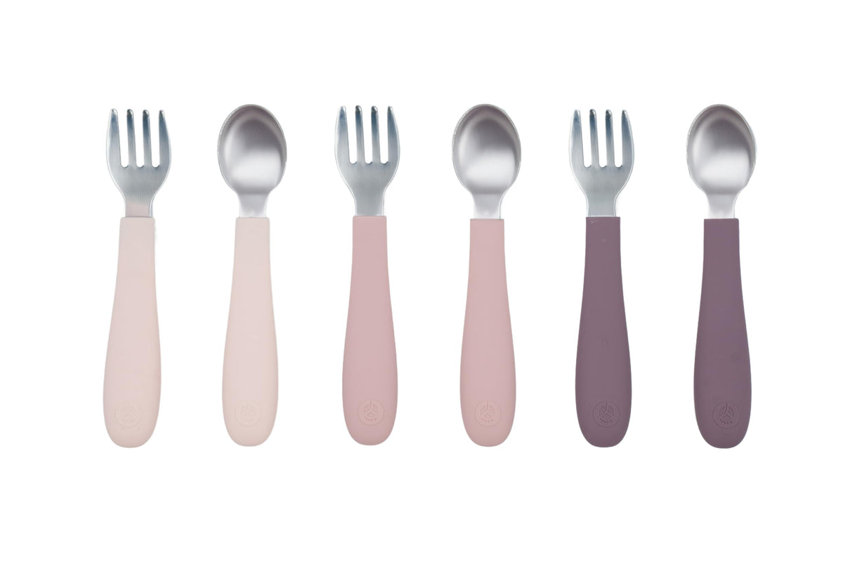 WeeSprout toddler utensils collection with kid friendly self feeding design.