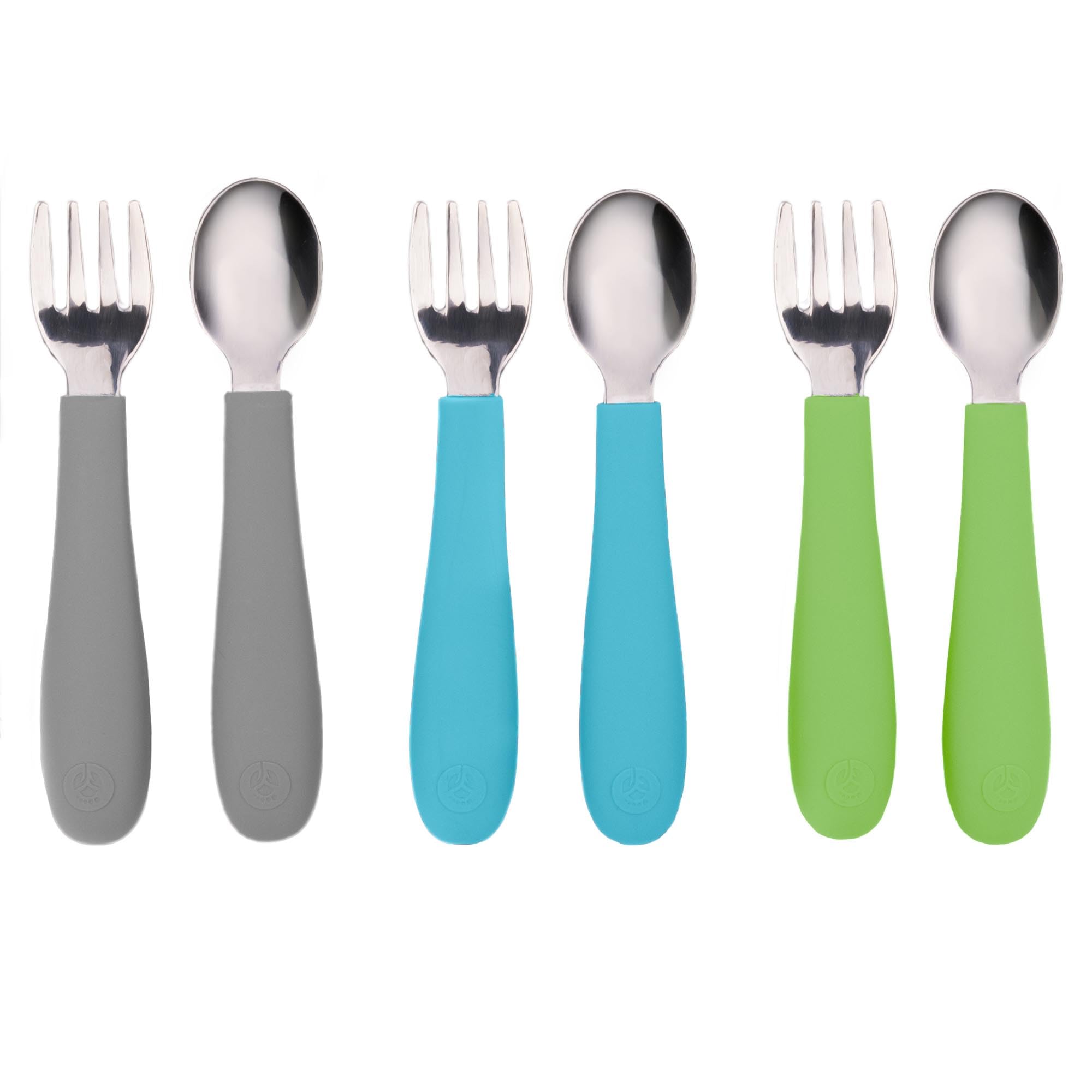 WeeSprout toddler utensils forks and spoons set for easy self-feeding.