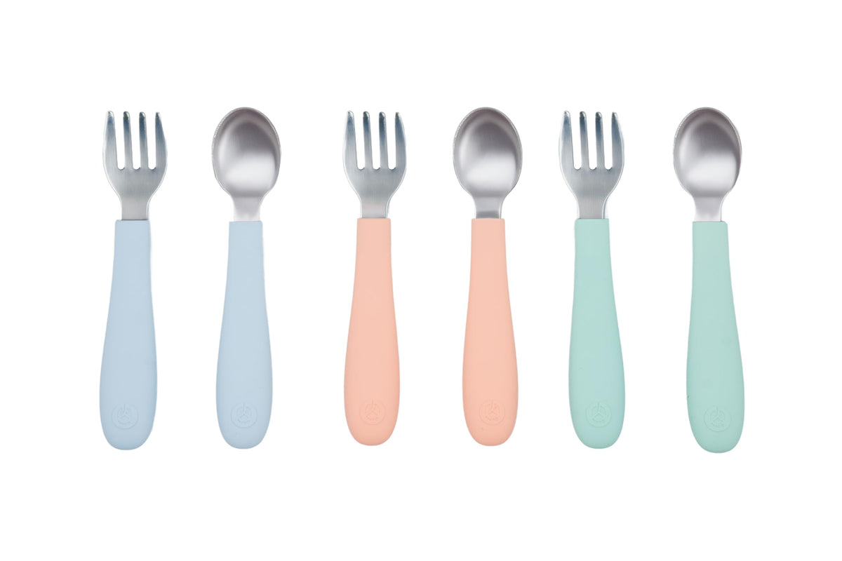 WeeSprout toddler utensils full set for independent eating, durable and safe.