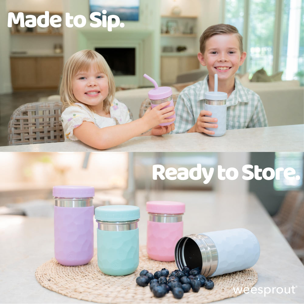 WeeSprout wide-straw enables thick drinks for smoother sipping.