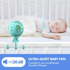WEGA stroller fan powered by USB or battery for versatile use anywhere.