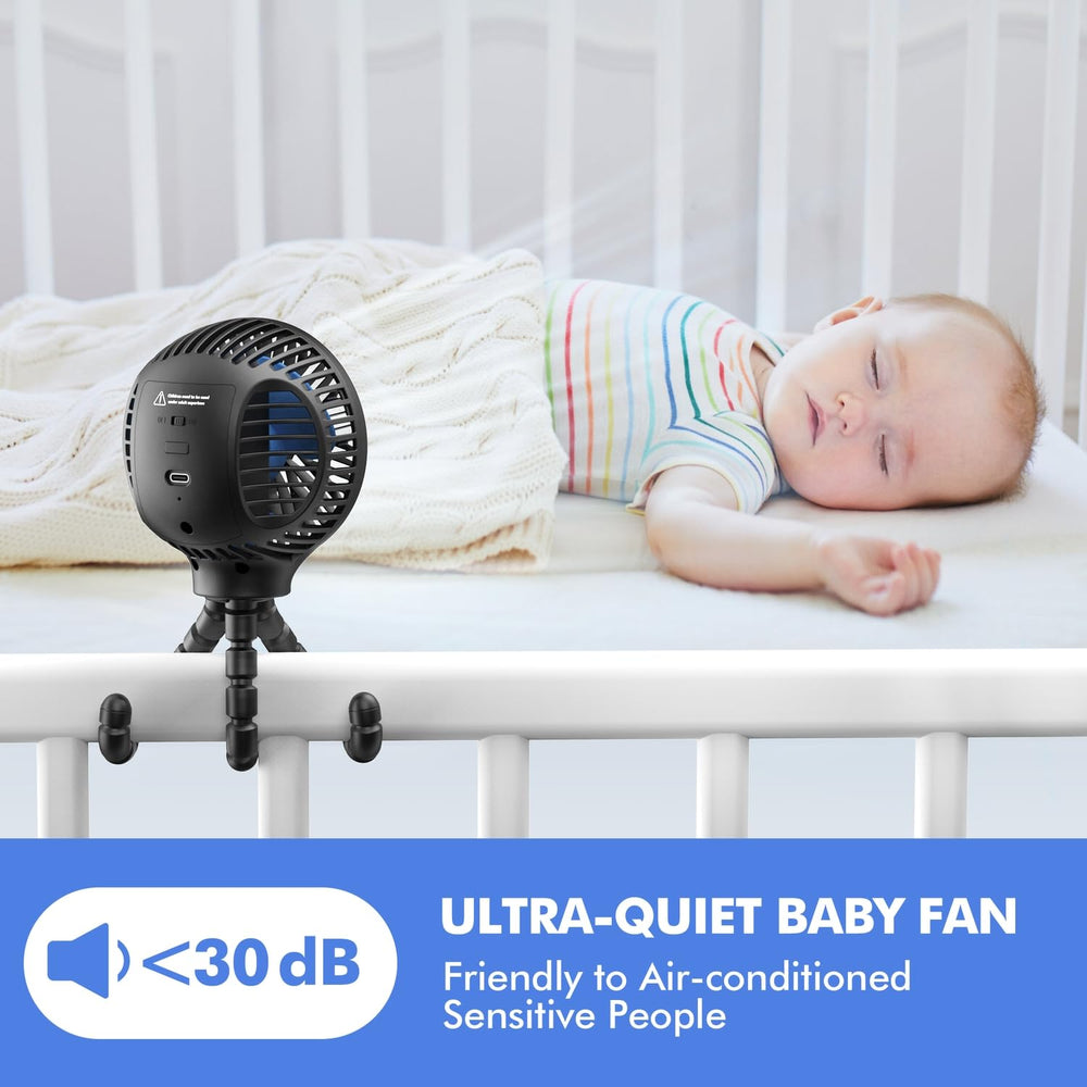 WEGA stroller fan powered by USB or rechargeable battery for versatile use