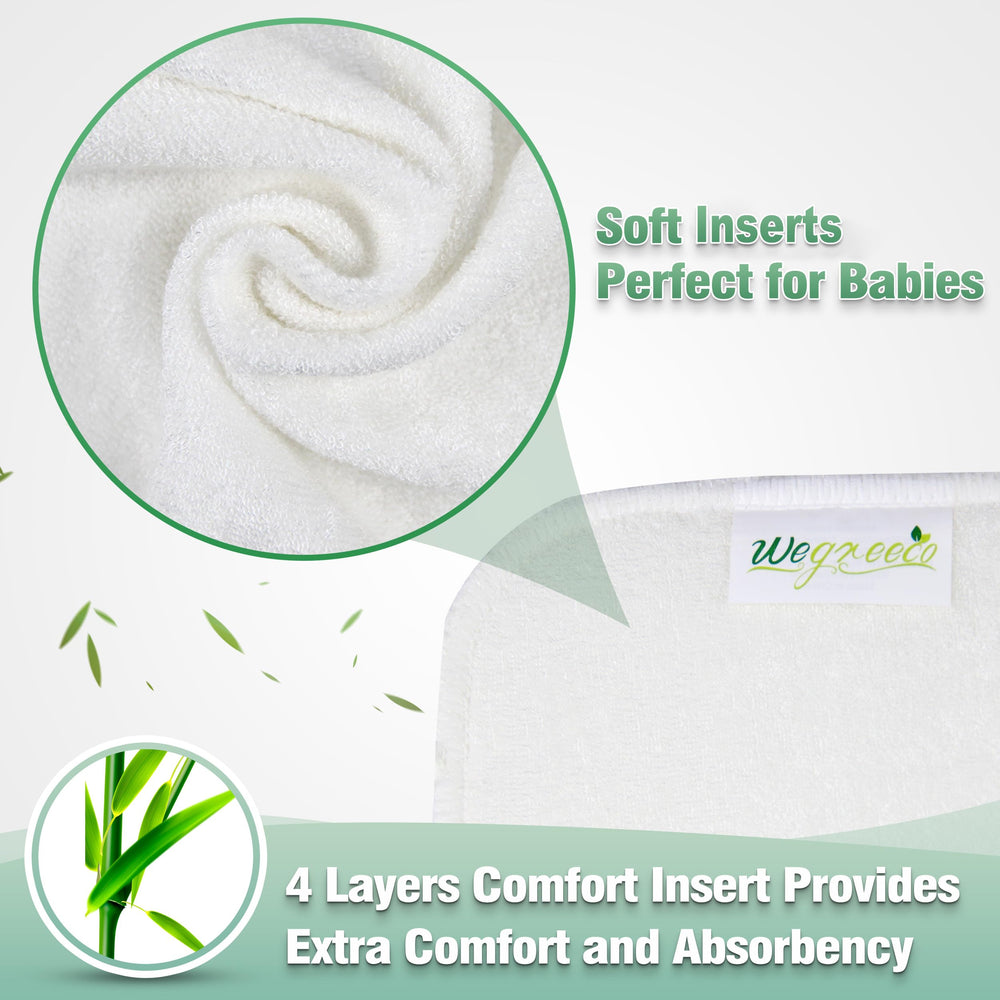 Wegreeco 4-layer inserts, highly absorbent yet gentle on delicate skin.
