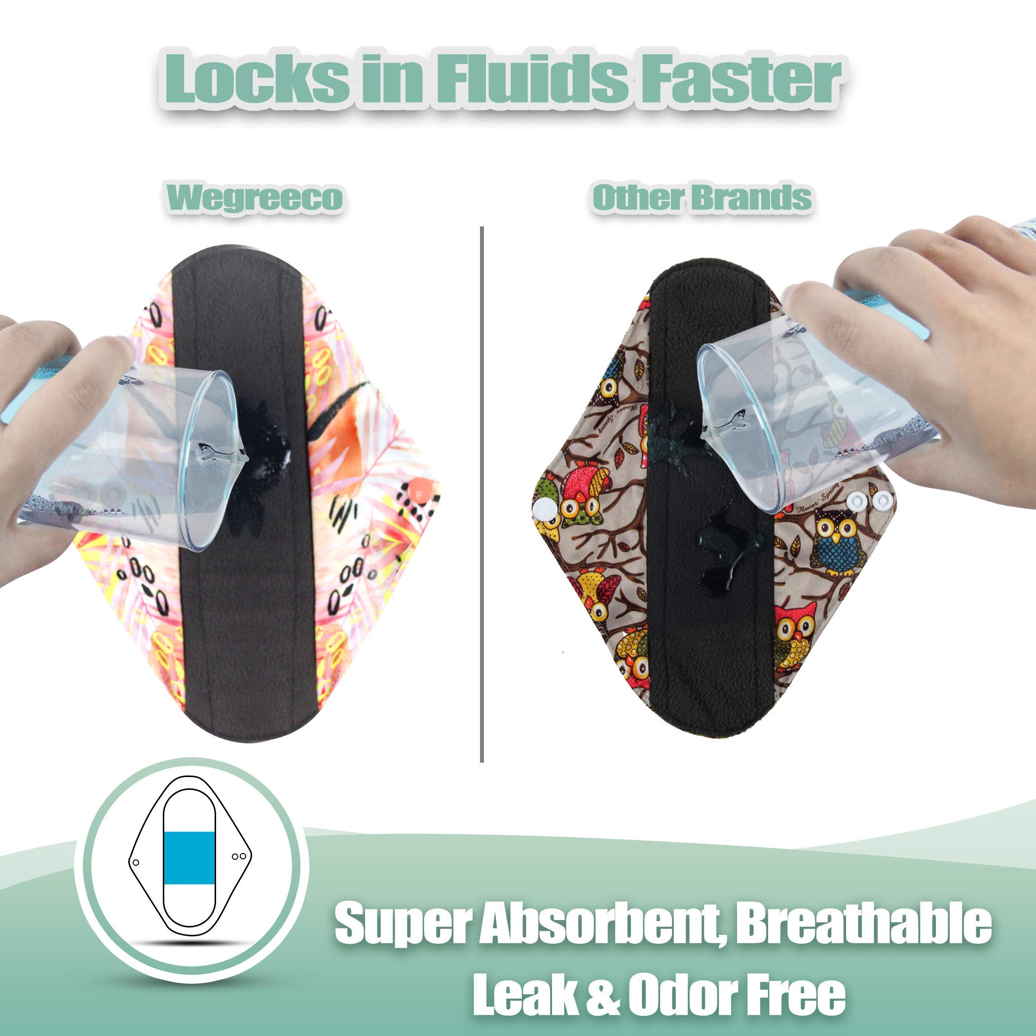 Wegreeco medium leaves-print pad laid flat to show length and absorbency.