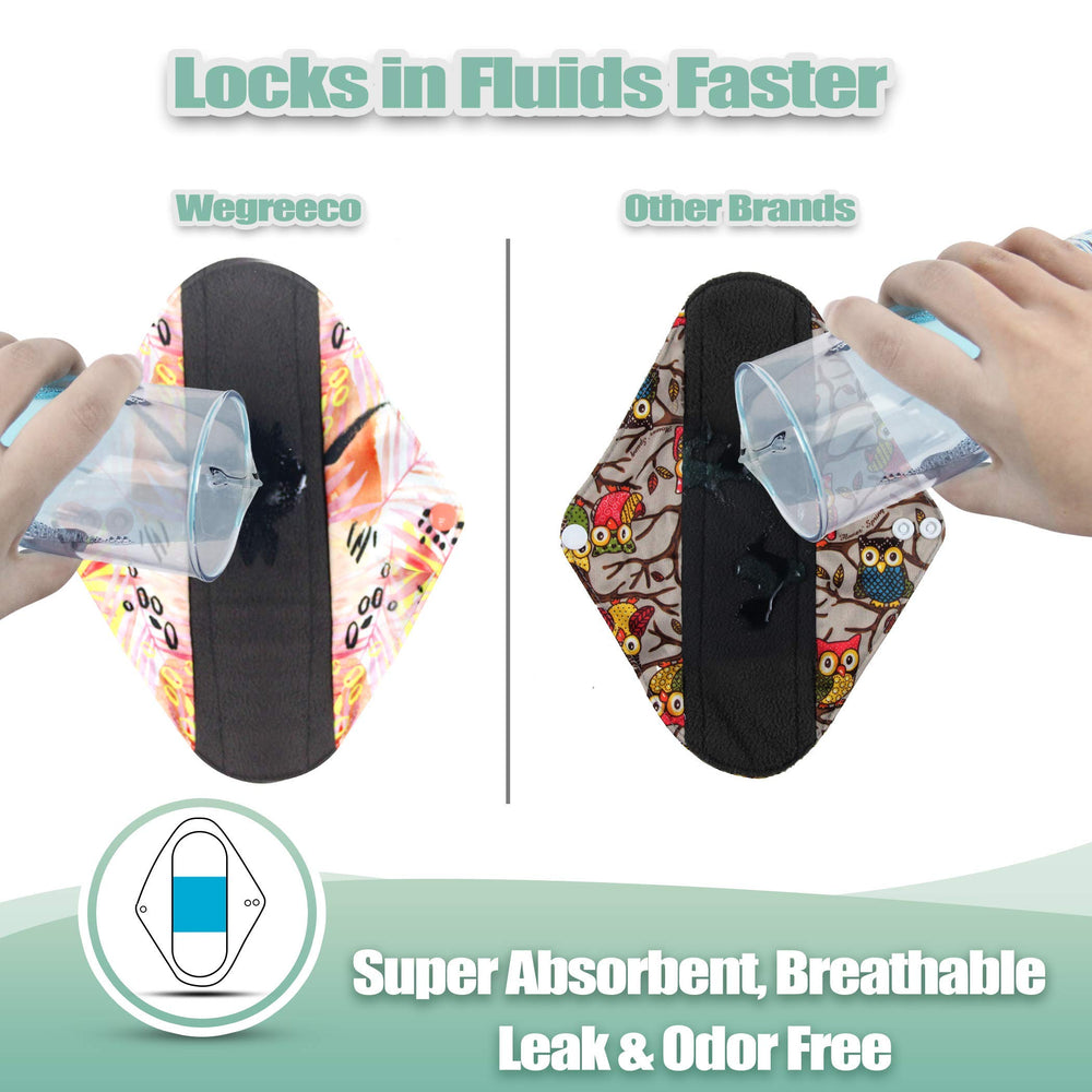 Wegreeco medium leaves-print pad laid flat to show length and absorbency.