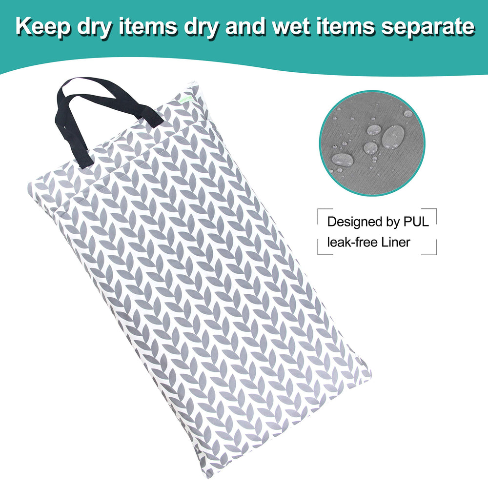 Dual compartments keep wet and clean items separate in the bag.