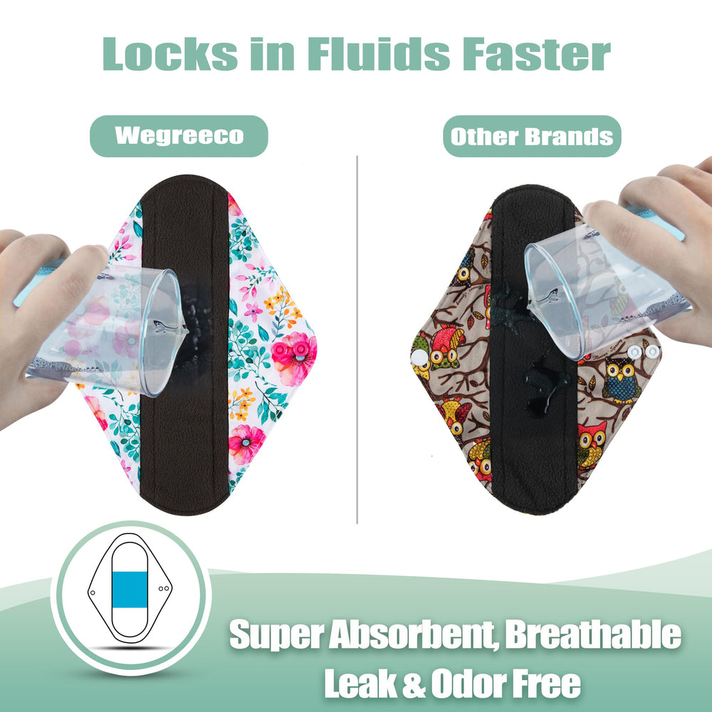 Wegreeco 6-pack reusable pads for eco-friendly period care.