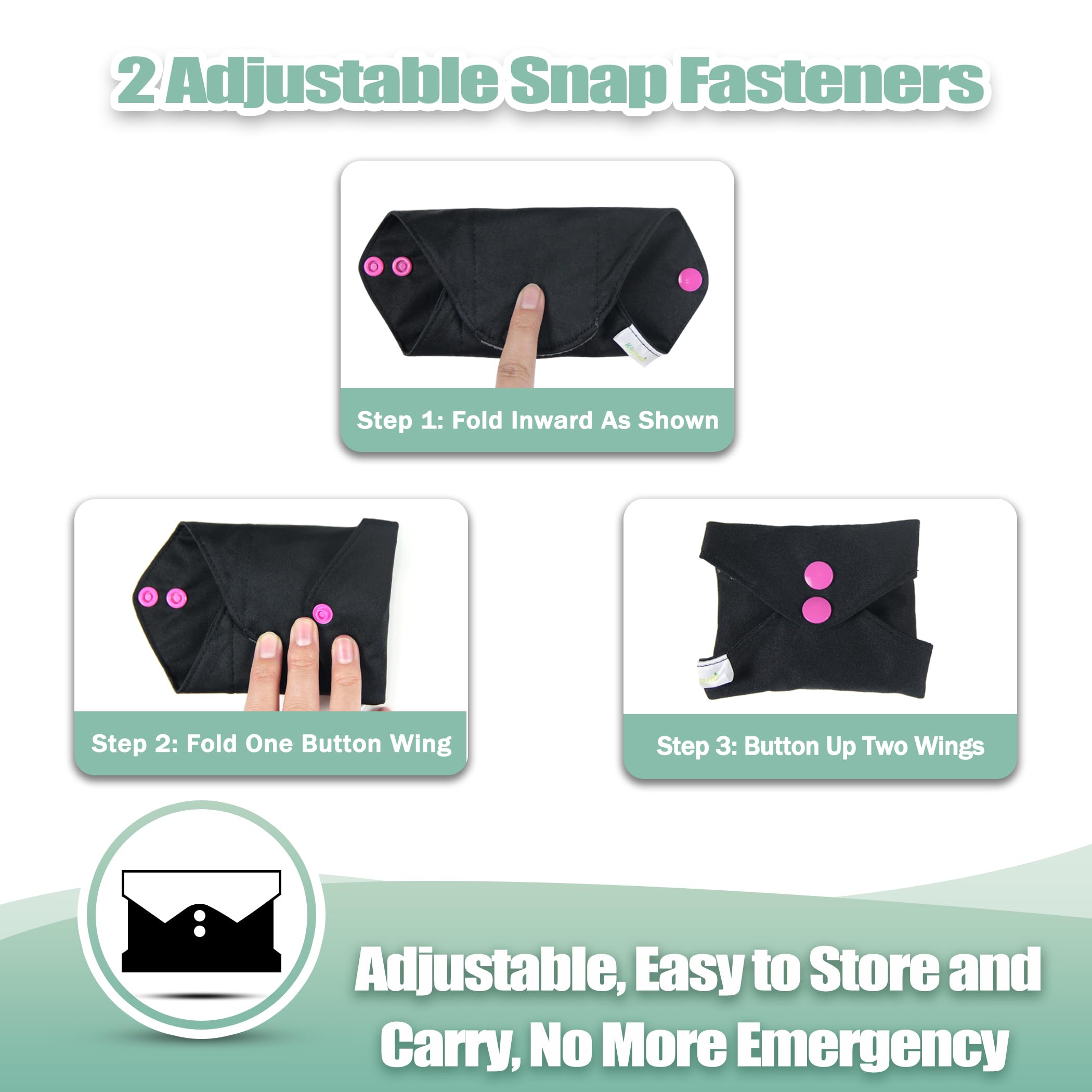 wegreeco pad folded and snapped for secure storage and wear