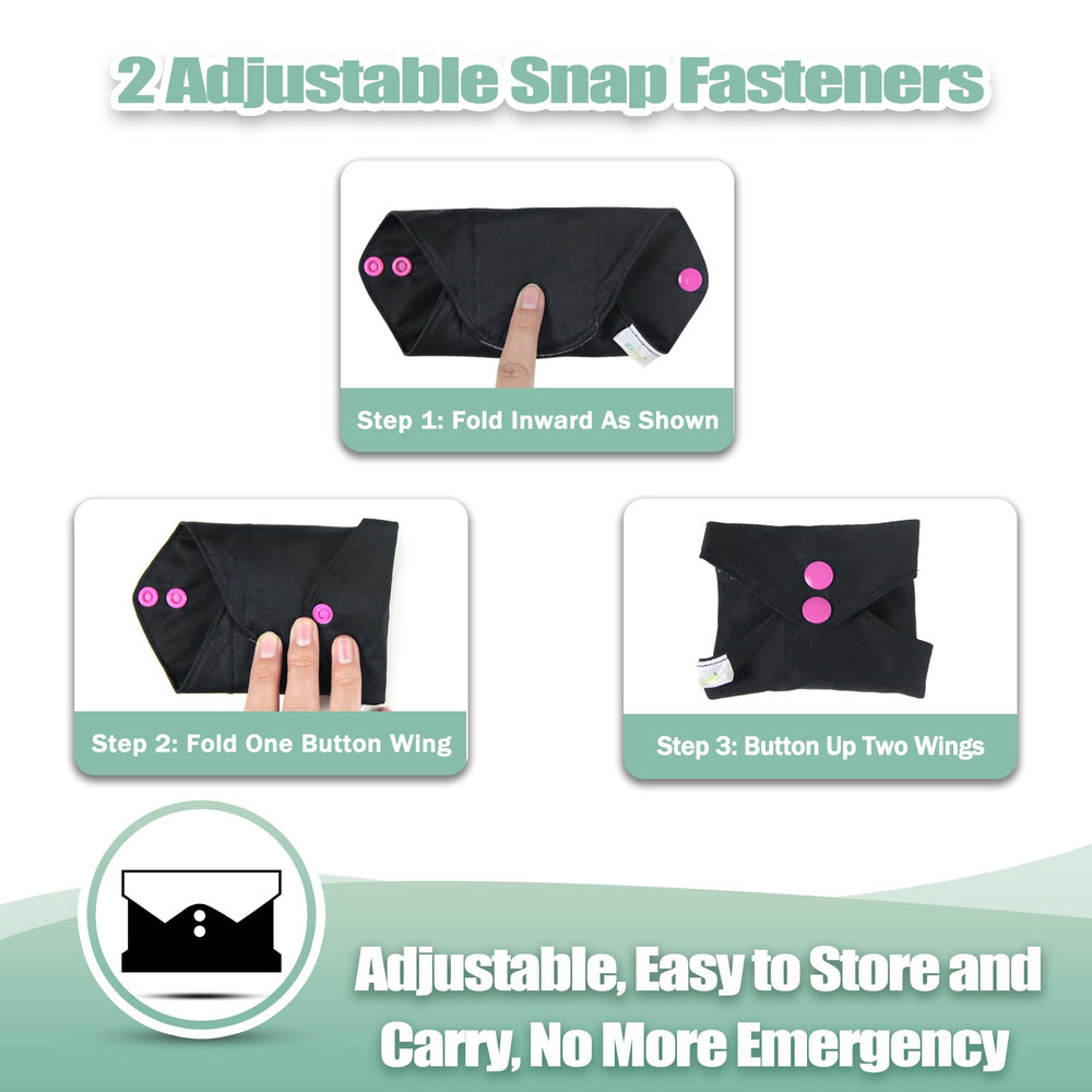 wegreeco pad folded and snapped for secure storage and wear