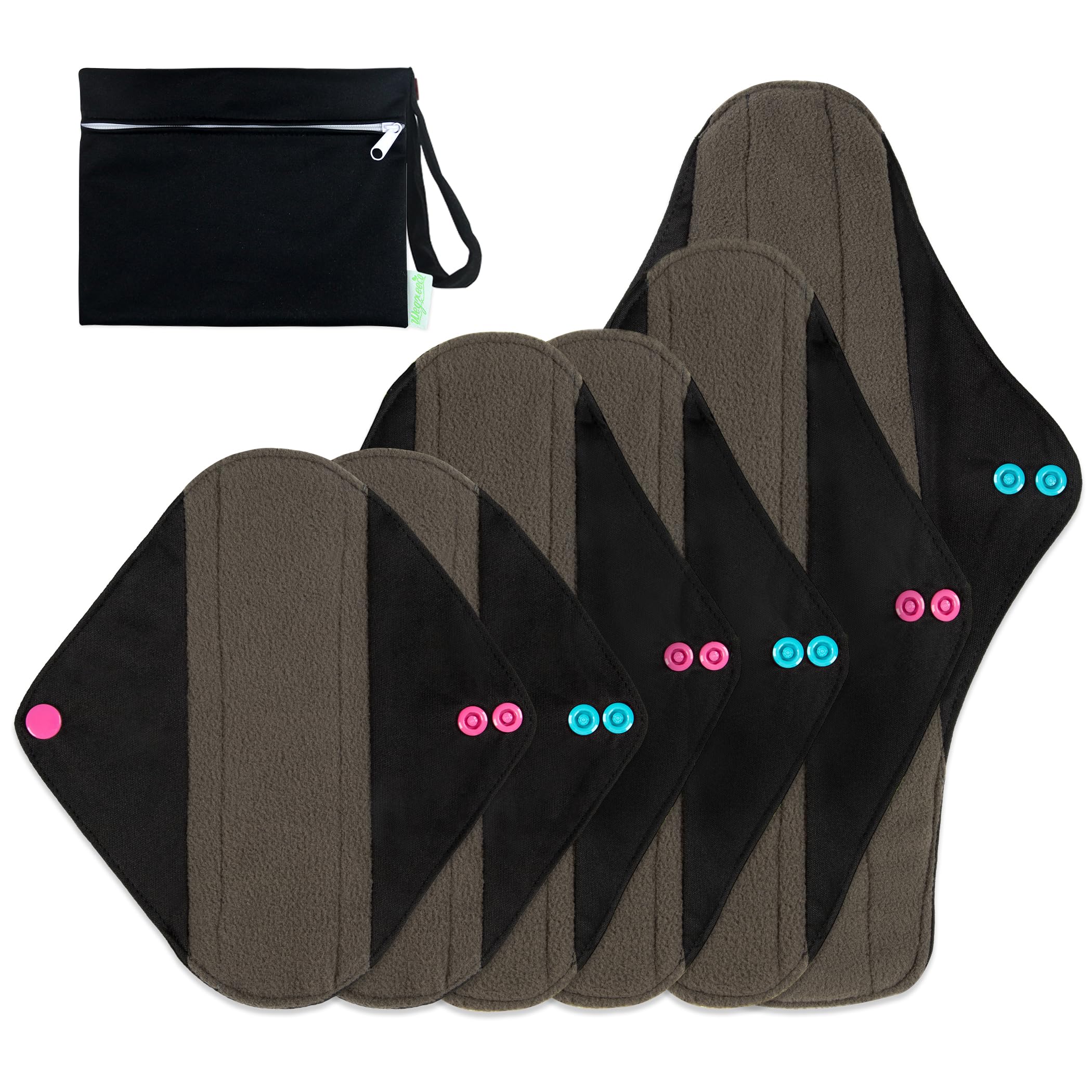 wegreeco Charcoal reusable pads with outer print for leak protection and comfort