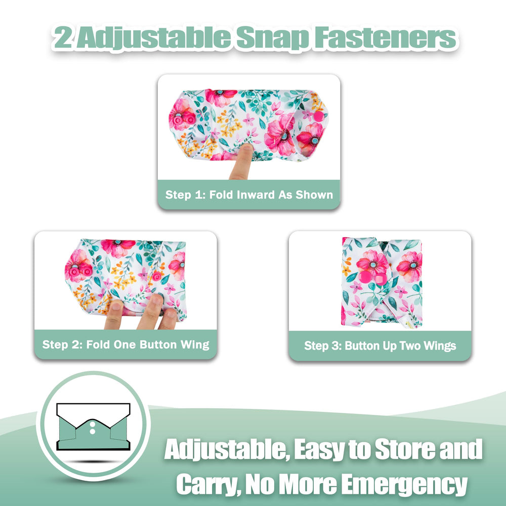 Wegreeco fold and snap design pad for secure wrap around underwear.