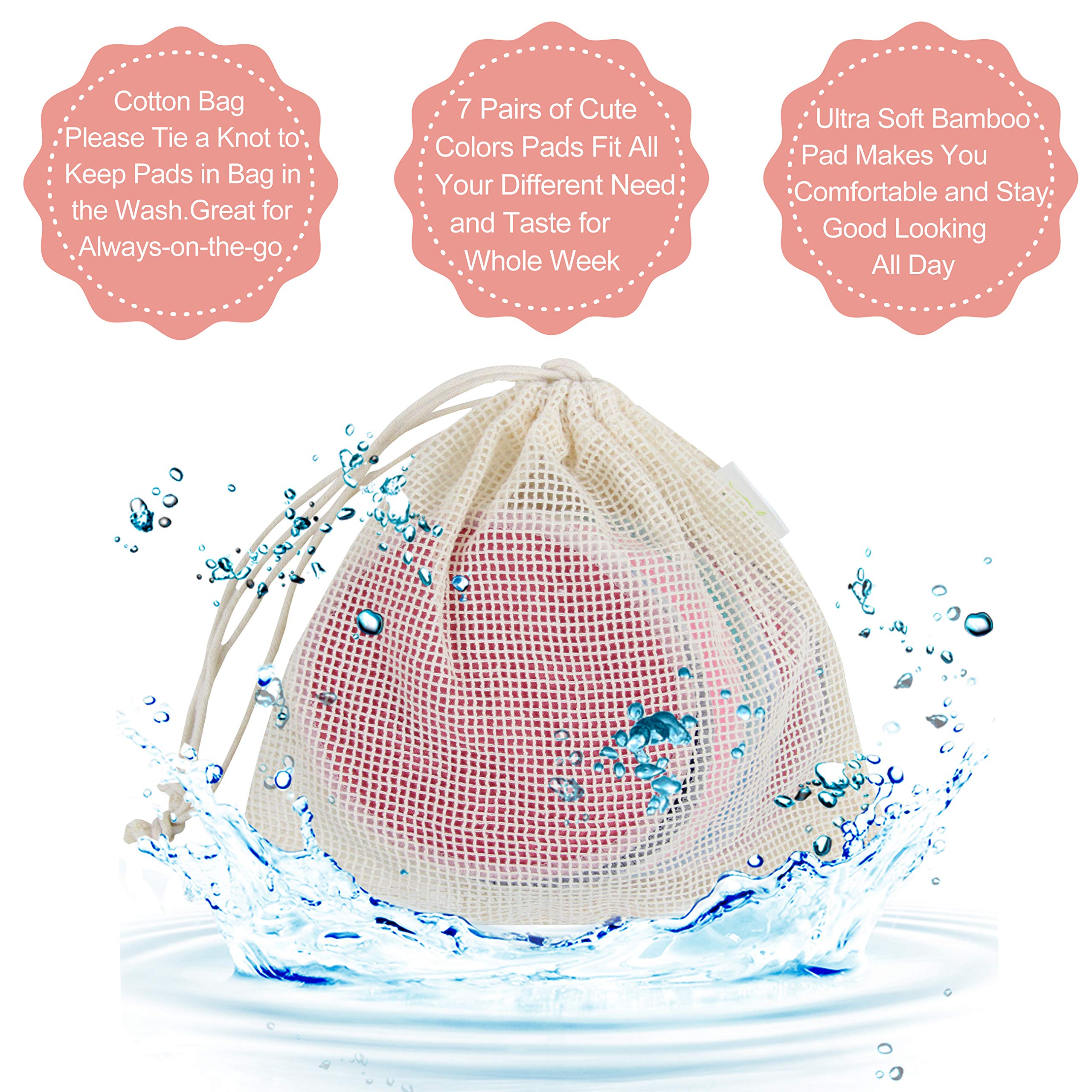 Wegreeco nursing pads 14-pack back view, keeps moisture away from clothing.