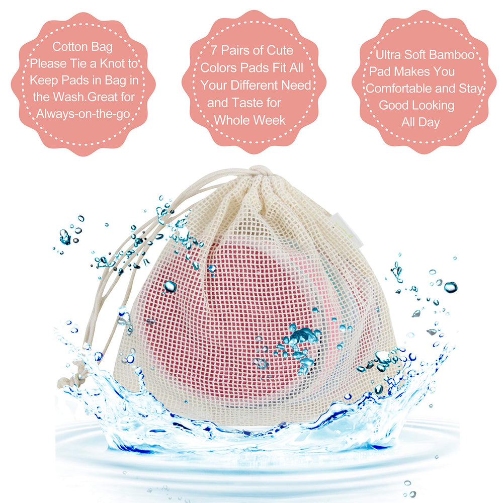 Wegreeco nursing pads 14-pack back view, keeps moisture away from clothing.
