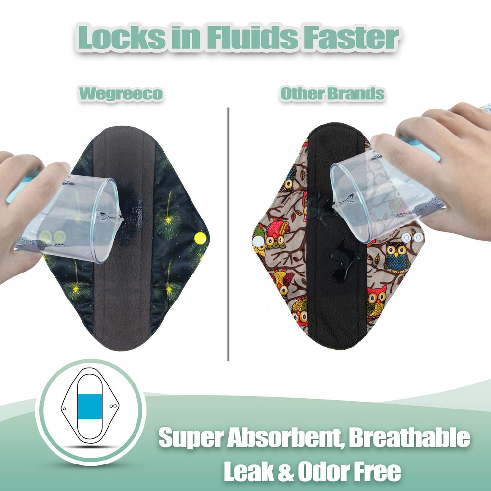 Wegreeco pads snap securely around underwear for a confident fit