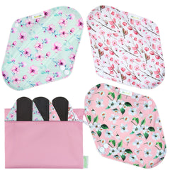 Wegreeco reusable pads outer cherry blossoms print for leak-free comfort