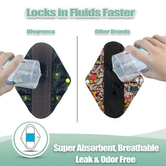 Wegreeco pad wing snaps shown for secure fit during wear