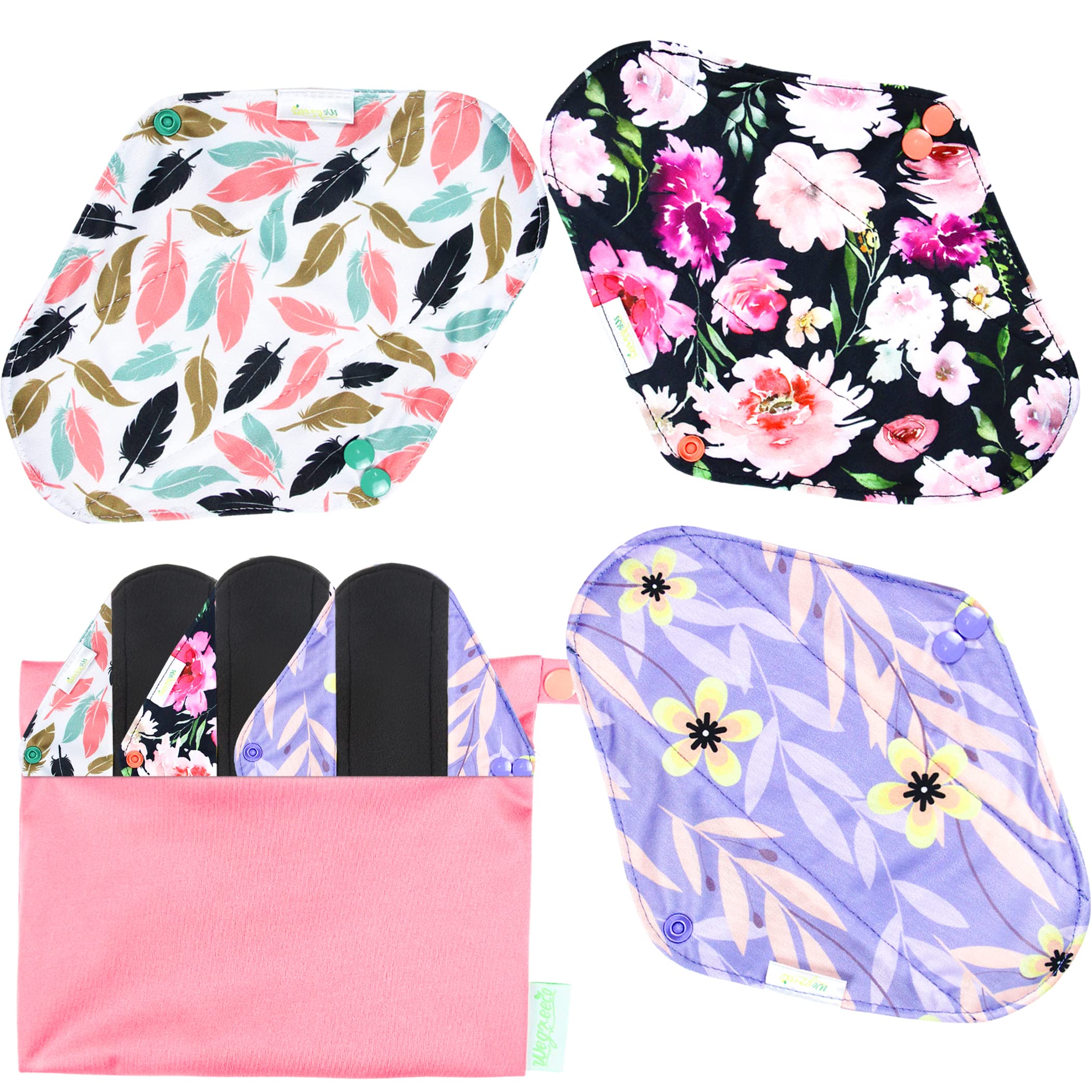 Wegreeco reusable pads flower 02 outer close-up for daily comfort