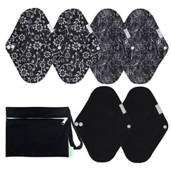 wegreeco reusable pad with leakproof outer print in black flowers for confident daily wear