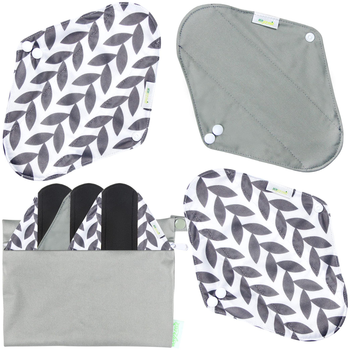 Wegreeco reusable pads with leakproof outer print for confident everyday wear.