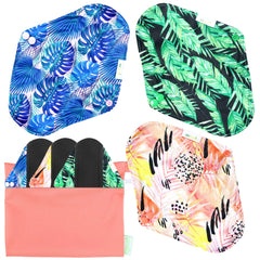 Wegreeco reusable pads leaves print outer shield for leak protection and daily wear