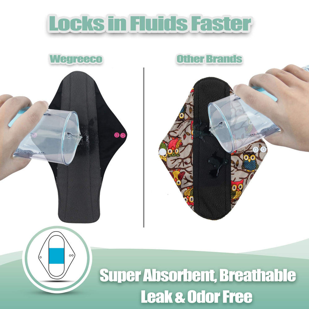 Wegreeco middle microfiber layer highlights high absorbency for spill-free wear.