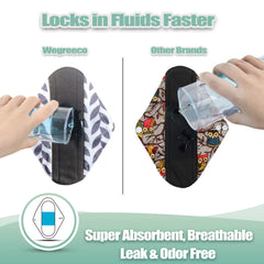 Wegreeco reusable pads middle microfiber layer, ultra-absorbent performance for reliable protection