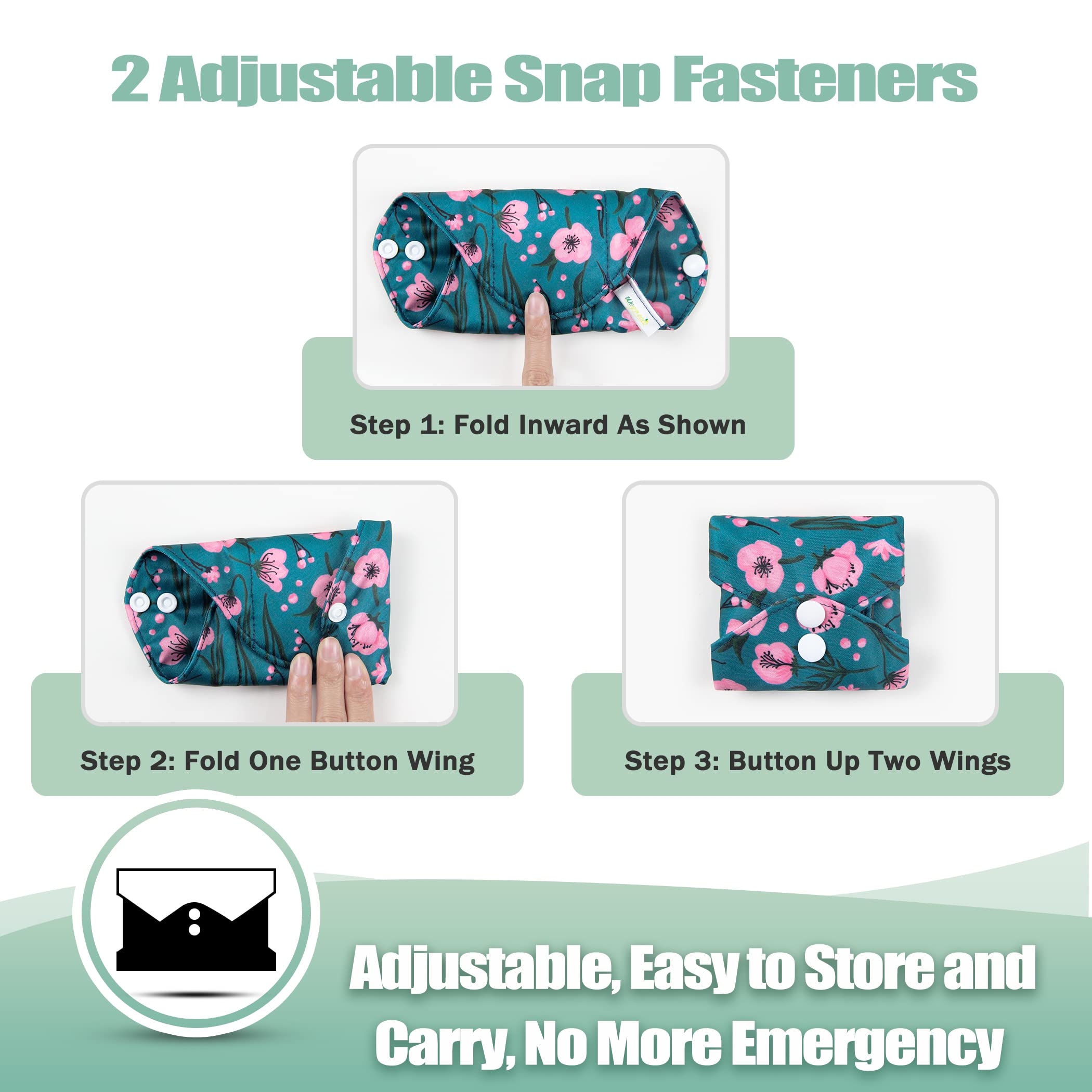 Wegreeco reusable pads rose microfiber middle layer boosts absorption performance