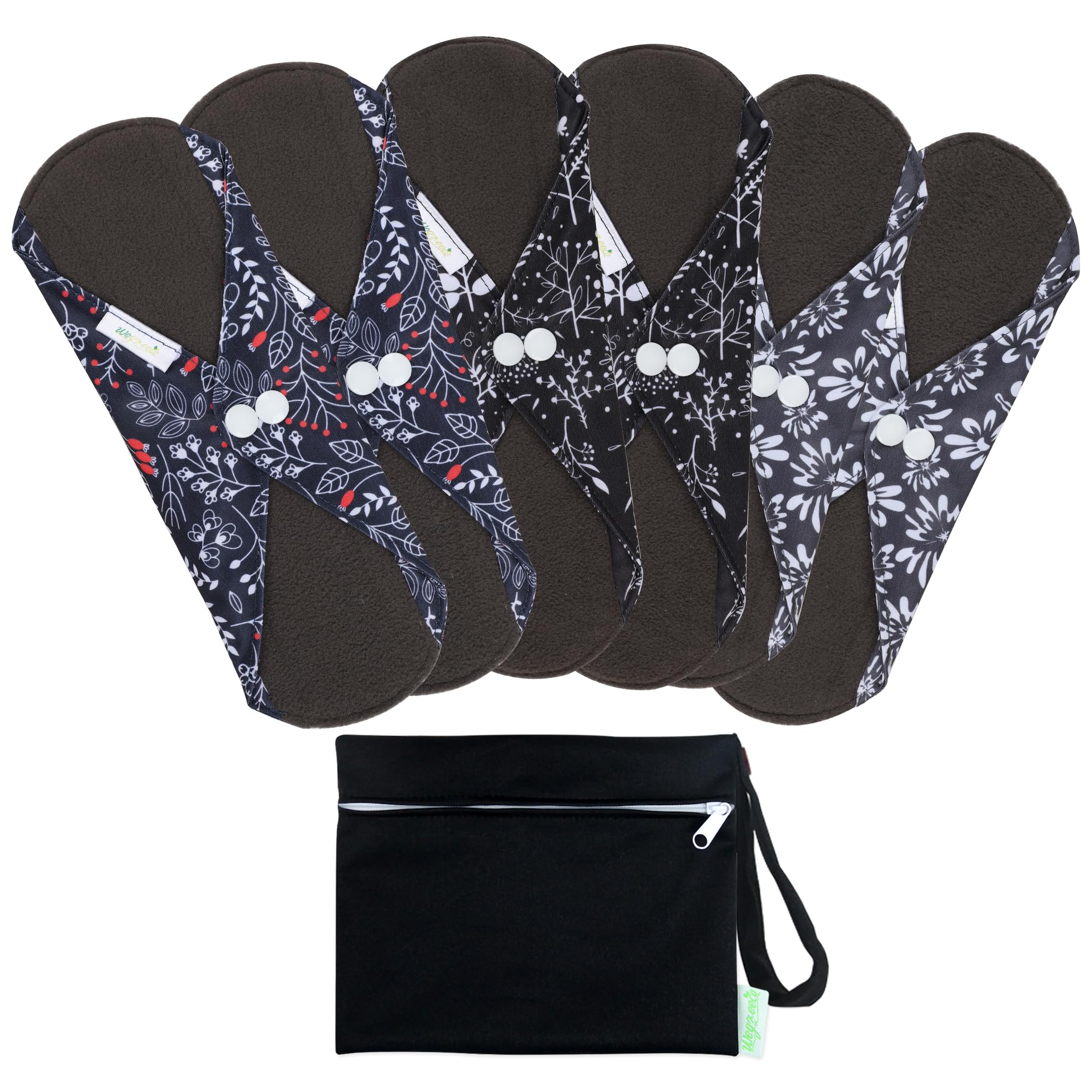 Wegreeco reusable pads size guide with four available sizes