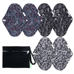 Wegreeco reusable pads Summer Flowers Pack showing leak-free outer and comfortable protection