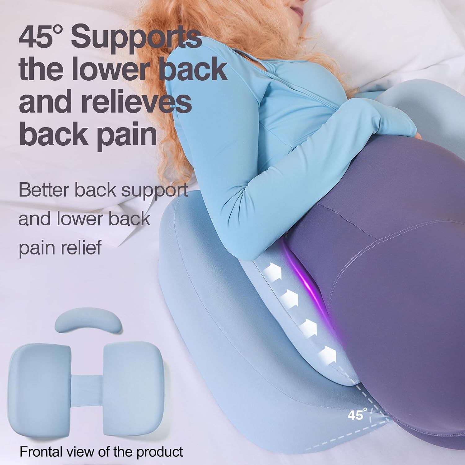 WEIKA wedge pillow with hook and loop keeps width adjustable