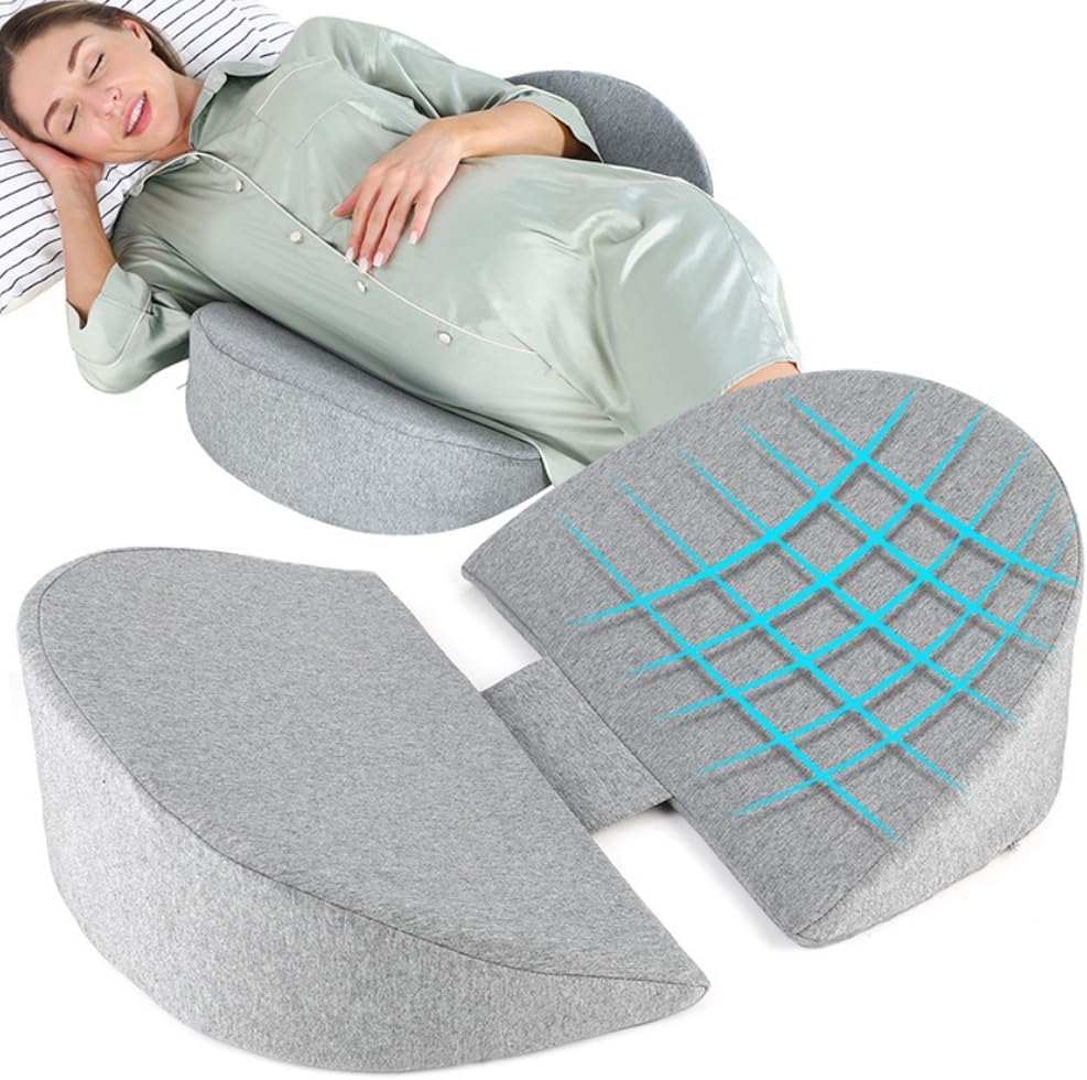 WEIKA pregnancy wedge pillow gray front view providing belly support for side sleepers.