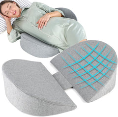 WEIKA pregnancy wedge pillow gray front view providing belly support for side sleepers.