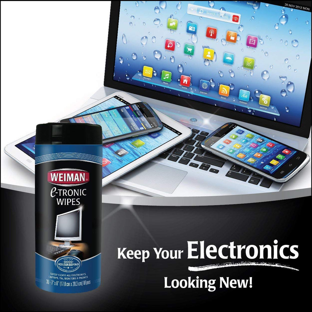 Weiman electronic wipes canister 30-count pack-shot ready for quick cleanup of gadgets.
