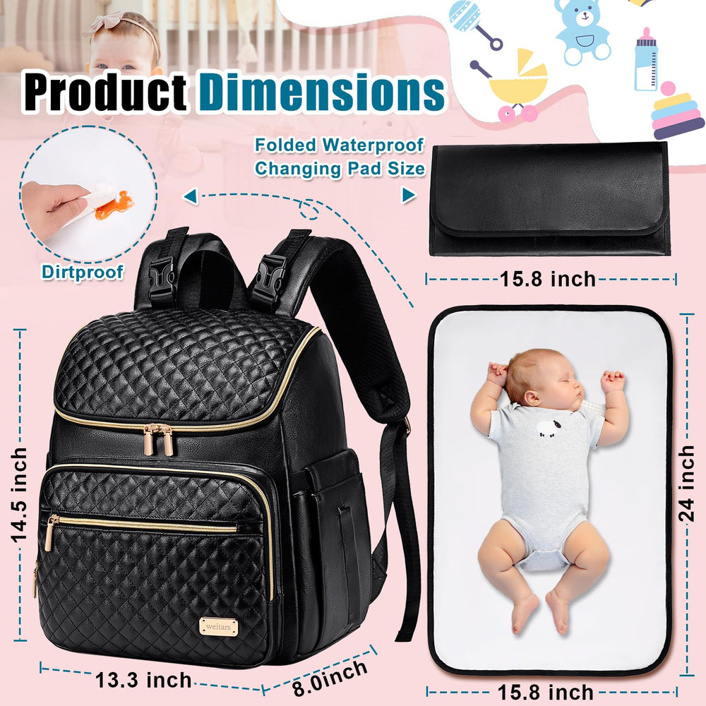 Weitars diaper bag backpack with stroller straps ensures hands-free convenience.