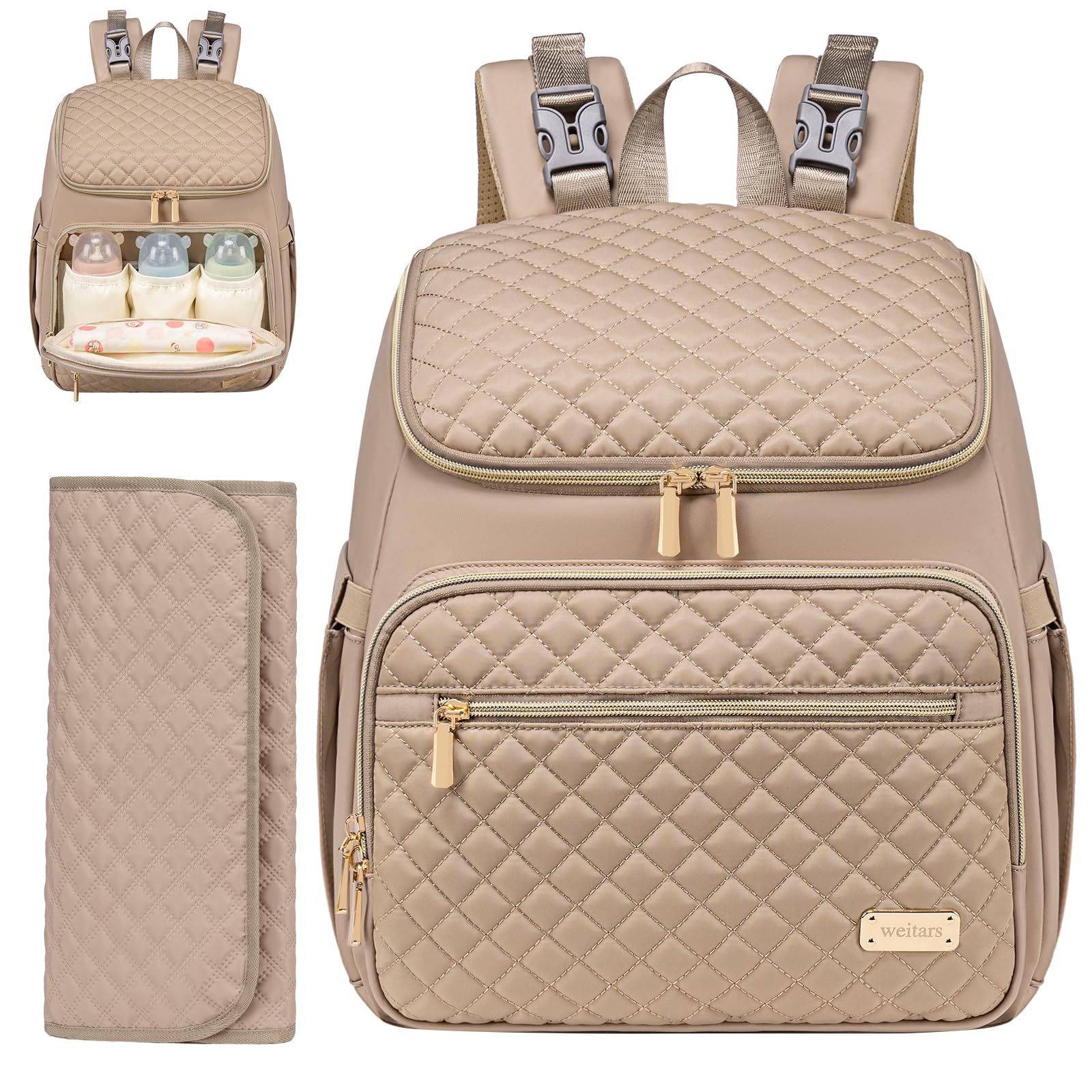 Weitars ergonomic padded shoulder straps distribute weight for comfortable all-day wear.