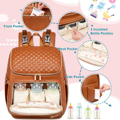 Weitars leather diaper bag backpack open main compartments highlighting organized storage capacity.