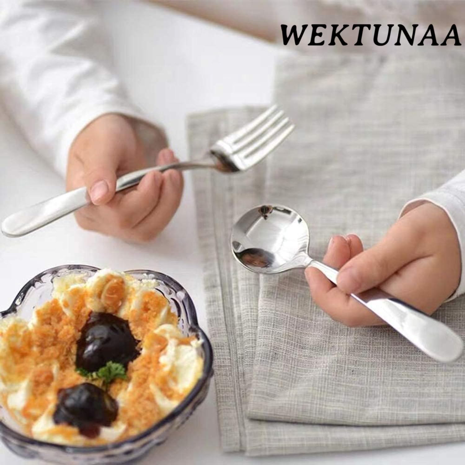 WEKTUNAA durable stainless steel kids silverware for long use.