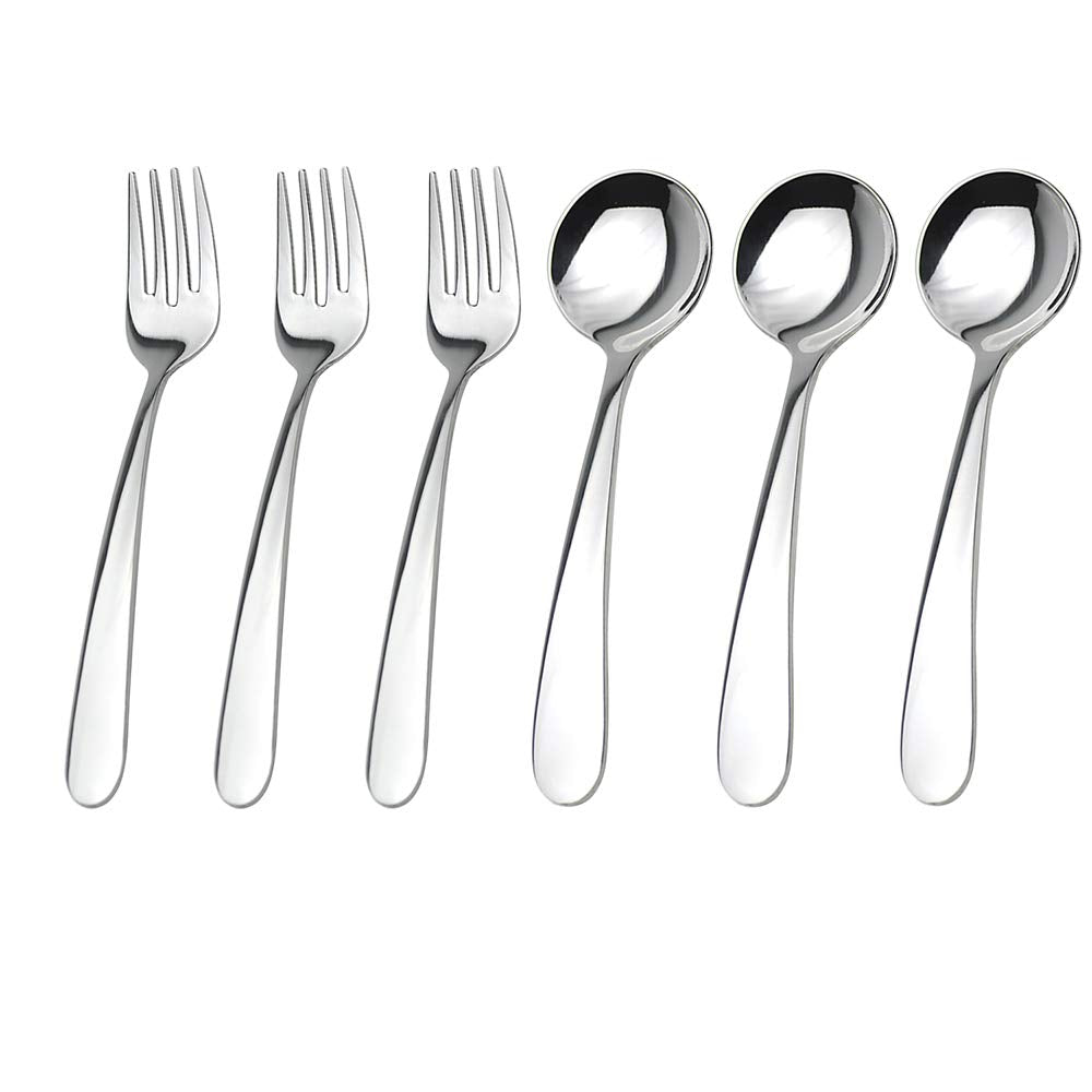 WEKTUNAA front view of stainless steel kids silverware, durable daily-use.
