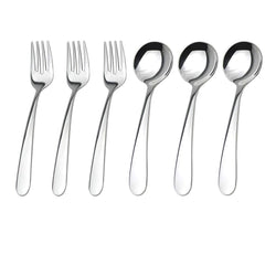 WEKTUNAA front view of stainless steel kids silverware, durable daily-use.