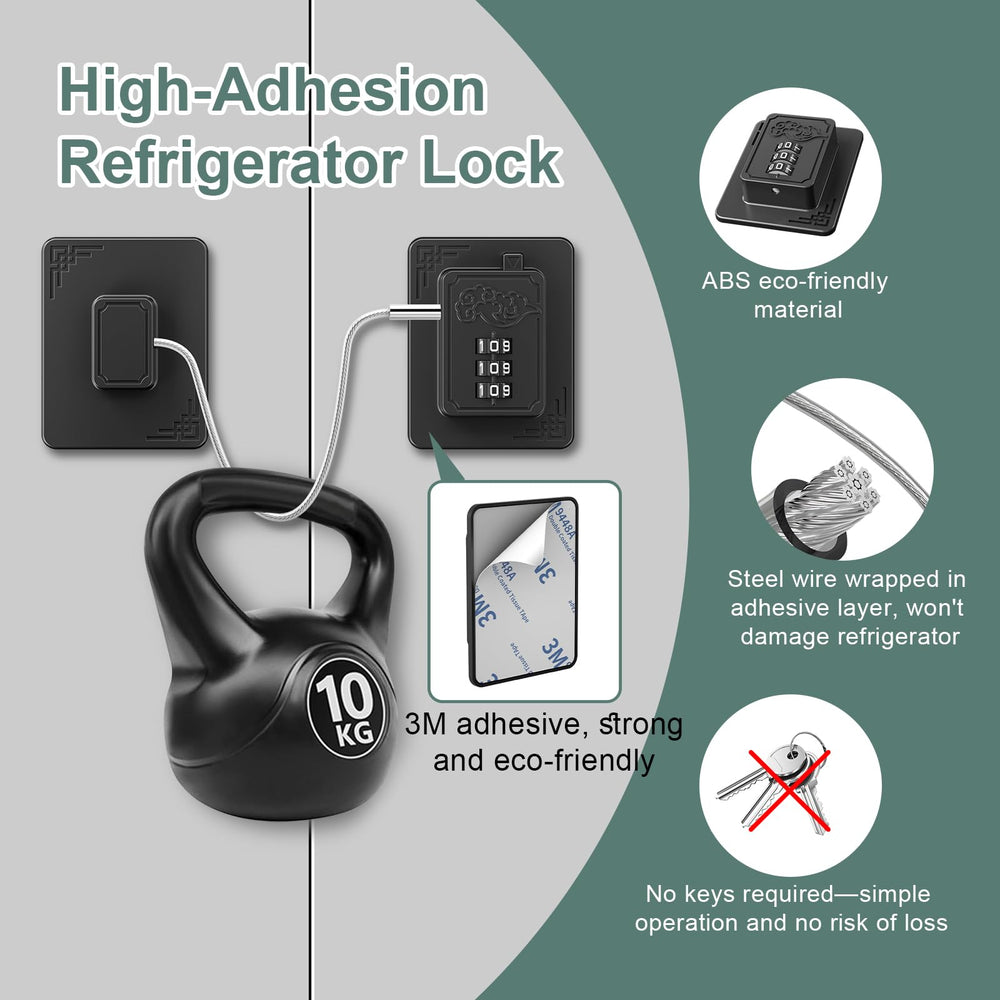 Welangle compact black fridge lock made with durable ABS plastic.