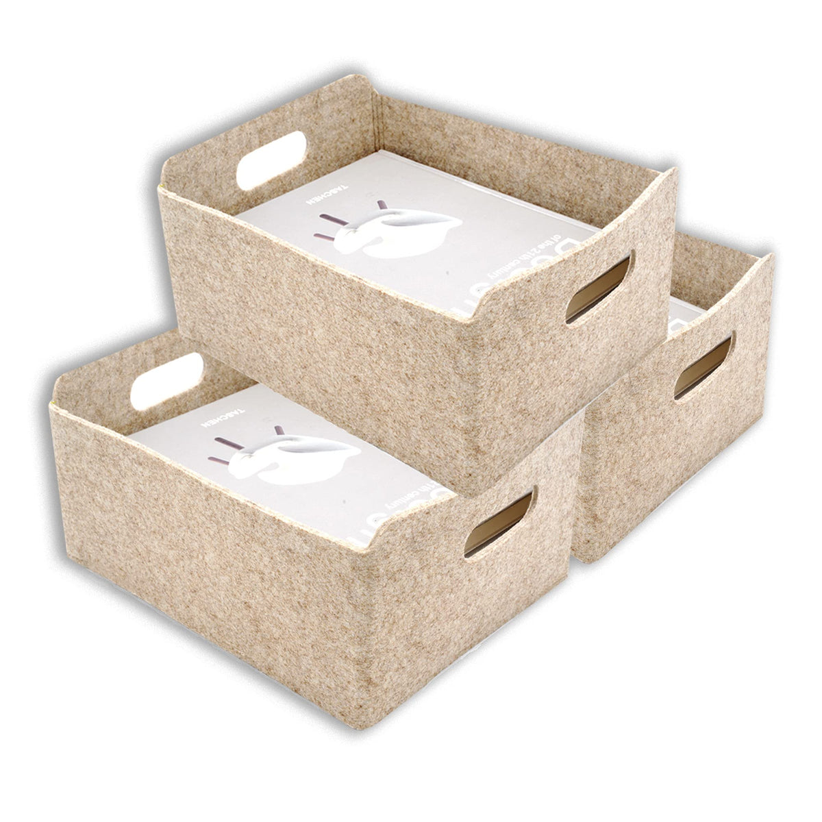 Welaxy collapsible felt storage basket in open view for quick toy organization