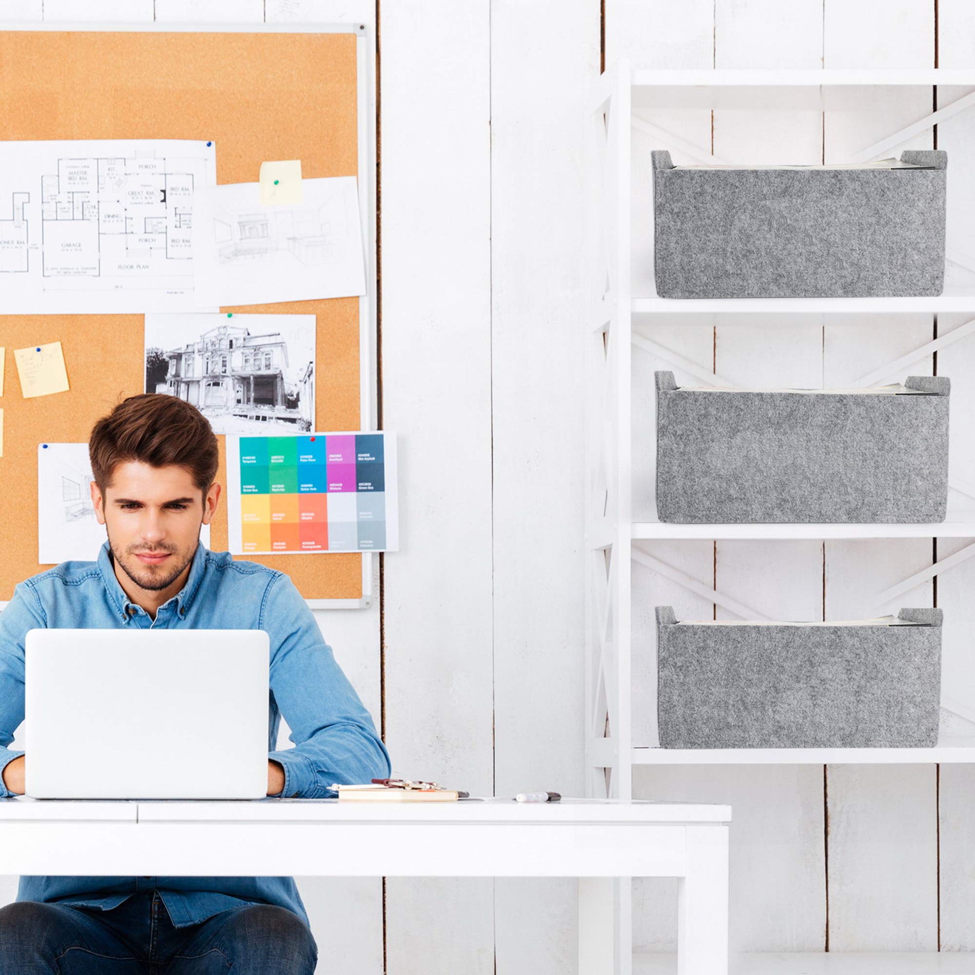Welaxy storage baskets fit shelves and desks to separate small items.