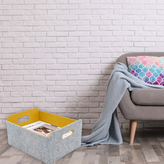 Welaxy sturdy storage bin supports heavier items without losing shape.