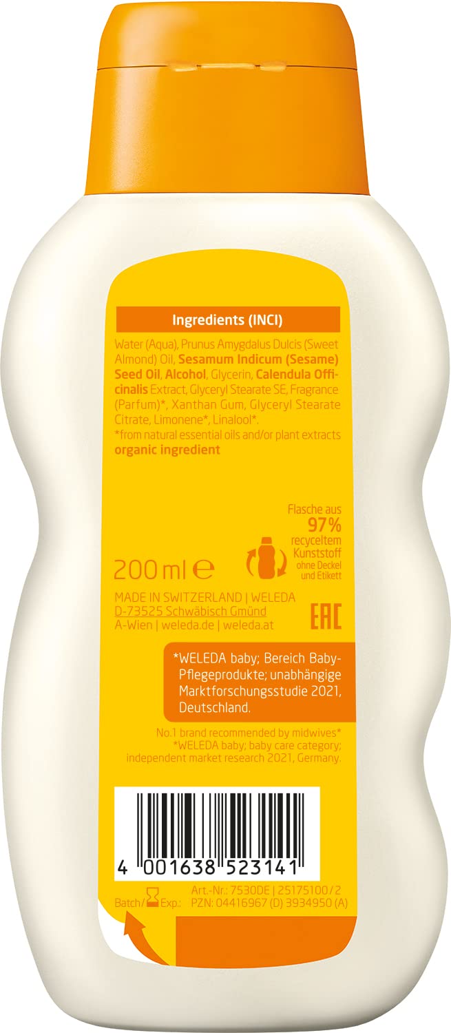 Weleda Calendula Baby Cream Bath close-up of calendula and plant oils for nourishment