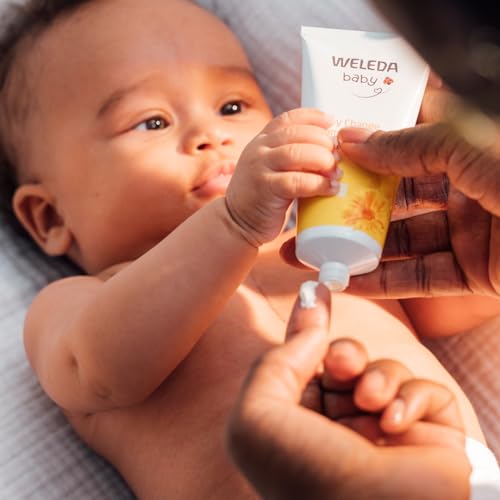 Weleda Calendula Baby Face Cream in use demonstrates safe daily facial care.